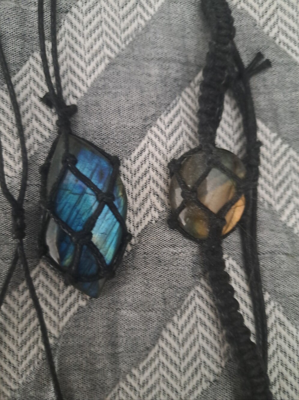 Labradorite Macrame Necklace and Bracelet Set